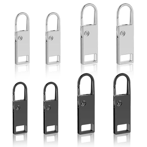 TYBYBB Tirador de Cremallera de Metal 8 Pièces Cremallera de Repuesto Tirador, Lengüetas de Tirador Cremallera Desmontables, Cremallera Tirador para Ropa Vaqueros Maleta Equipaje Mochila