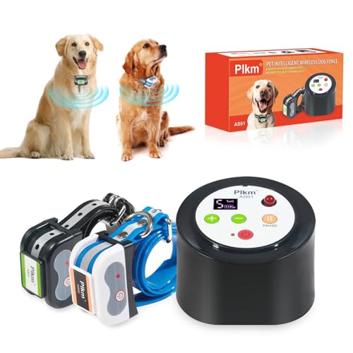 Plkm Dog Wireless Fence 2026 Newest Intelligent Pet Electric Containment System, Low Battery AI Smart Alarm Dog Out of Range Reminder, Display Receiver Battery Level, 360° Strong Signal Coverage