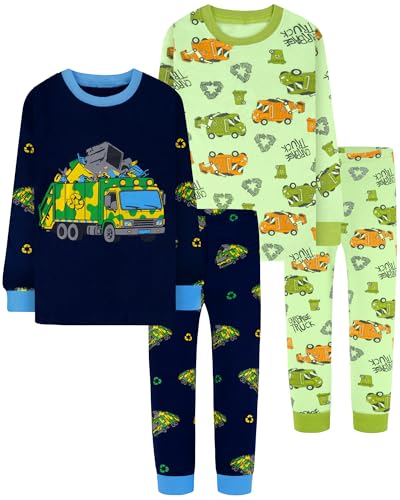 Image of DAUGHTER QUEEN Boys Pajamas 4 Pieces Long Set 100% Cotton Sleepwear Size 18 Months-12 Years