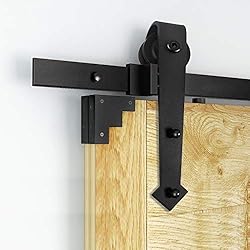 EINFEBEN Juego de herrajes para puerta corredera, 183 cm, forma de flecha, carril para puertas correderas de 0,9 m, longitud de la puerta corredera de madera y cristal capacidad de peso de 150 kg