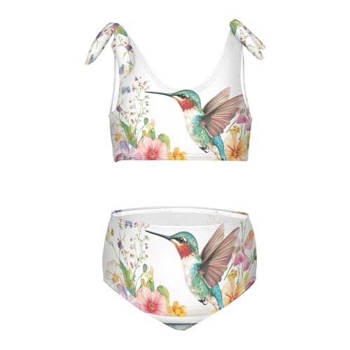 Hummingbird Floral Tub Girls Bikini Sets 2 Piece Swimsuits Bathing Suit Swimwear
