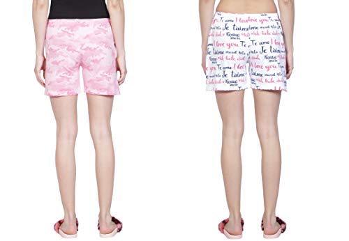 Image of Club A9 Women's Regular Fit Cotton Printed Shorts (Multicolor,2XL) (Pack of 2) (WSCOM2 223 XXL)
