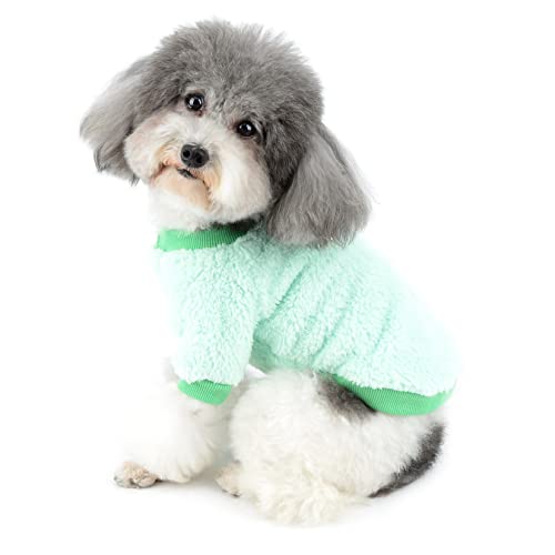 Zunea Small Dog Sweater Coat Winter Sherpa Fleece Puppy Clothes Pullover Warm Pet Jumper Chihuahua Jacket Cold Weather Clothing Cat Doggy Boy Girl Apparel LightGreen M