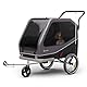 Klarfit Goldie Stroller Fahrradanhänger für Hunde, Umwandelbar in Buggy, 324 L Volumen, Wasserfest, Integrierte Bremsen & Reflektoren, Max Belastung 40 kg, Schwarz