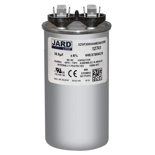 (2) Pack, 30 uF x 370 or 440 VAC - Jard # 12741 Round Dual Run Capacitor