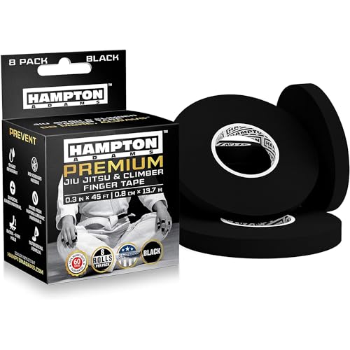 Image of Hampton Adams | As Seen on Shark Tank | Pro Finger Tape (8-Pack) | for BJJ Bouldering Crossfit Weightlift | Non-Slip Extreme Quality No-Fray Climbing Tape | Extended Wear Super Strong Adhesive