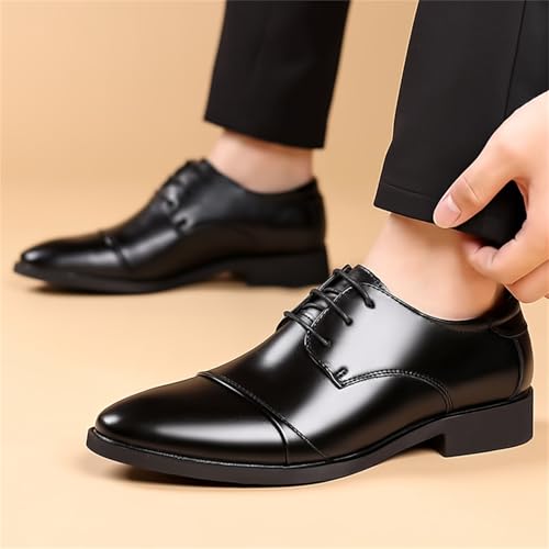Image of Men's Vintage Cap Toe Dress Shoes Classic Formal Oxford Soft Leather Shoes Business Derby for Men