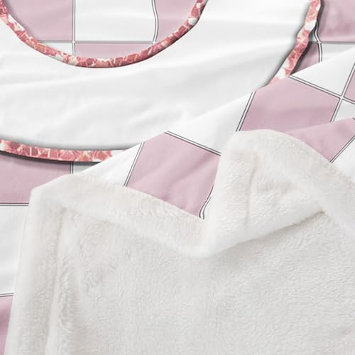 Image of Erosebridal Pink Initial C Fuzzy Plush Throw Kawaii Plaid Checkered Fleece Blanket Cute Personalized Monogram Sherpa Blanket for Kids Girls,Fashion Grids Gingham Decor for Bed Couch Throw 50 inchx60 inch