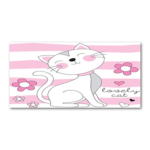 Crédence de cuisine verre sécurisé lavable Tulup protection de hotte 100x50cm chat rose