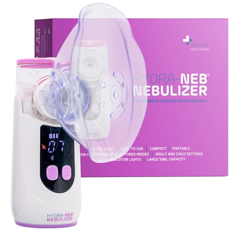 Image of Hydra-Neb Portable Mesh Nebulizer for Adults, Babies, Infants & Kids, with LED Screen, Quiet, Self-Cleaning & Re-Chargeable, Compatible with Saline Solution, Moisturizes Airways