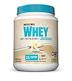 Muscle Milk 100% Whey Powder Blend with Probiotics, Vanilla, 27g Protein, 1.85 Pound