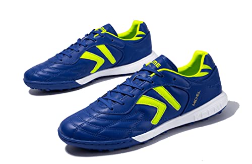 Image of KELME Men's Turf Soccer Cleats - Football Boots Outdoor /Indoor Unisex Adult Sizes - Pro Calfskin Leather Soccer Shoes - TF (Blue, 8.5)
