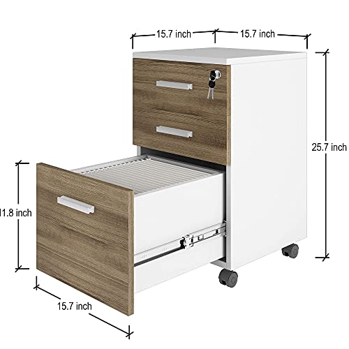 Lazio File Cabinet With Lock - Filing Cabinet For Home And Office - 3 Drawer File Cabinet With Wheels For A4 Sized Letters/Documents, Legal Sized Documents, Hanging File Folders (Golden Walnut/White) #TOP7