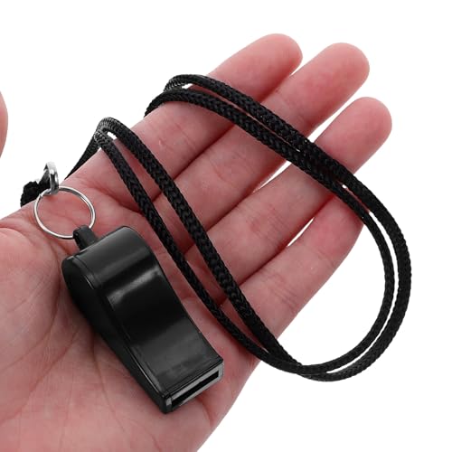 10 silbatos plásticos para entrenador con cordón negro miniatura 4