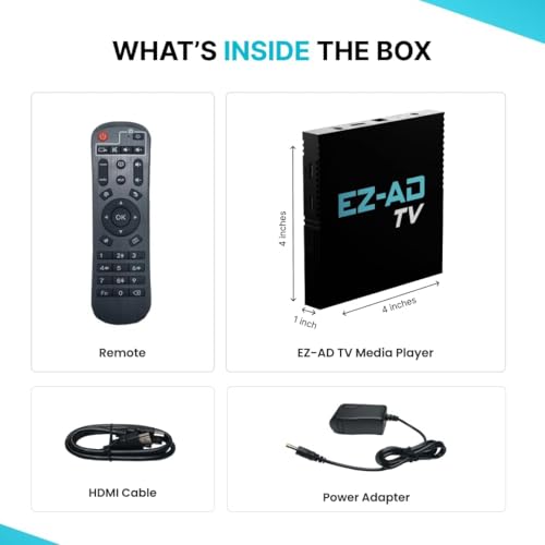 Image of EZ AD TV Digital Signage Player - Signage For Business & Electronic Menu Board- Auto-Post Content On Digital Display Board, Cloud Controlled 4K Media Player + Mobile App W Free AI Designer & Templates
