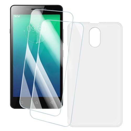 OAGELIM 2er Pack Bildschirm Schutzfolie + Hülle Kompatibel mit Lenovo Vibe P1M (5 Zoll) Künstlerisch Bedruckte Hülle & Gehärtetes Glas Kratzfest (Weiß)