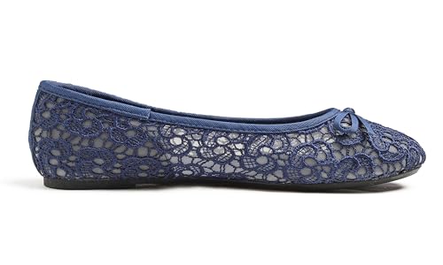 Image of FEVERSOLE Round Toe Lace Ballet Crochet Flats Women's Comfy Breathable Shoes