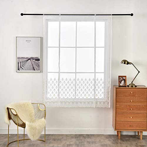 SIMPVALE 1 Panneau Store Romain Passe Broderie Transparent Rideau Voilage Décoration de Fenêtre pour Chambre Balcon Cuisine, Blanc, 80x120cm