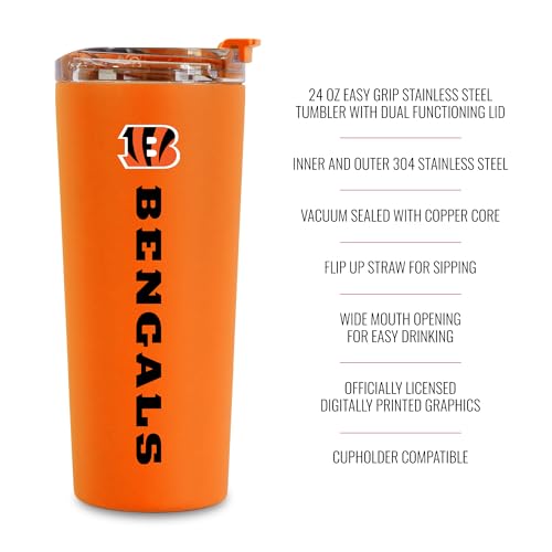 Image of Rico Industries NFL Football 24oz Stainless Steel Tumbler with Lid and Dual Functioning Lid