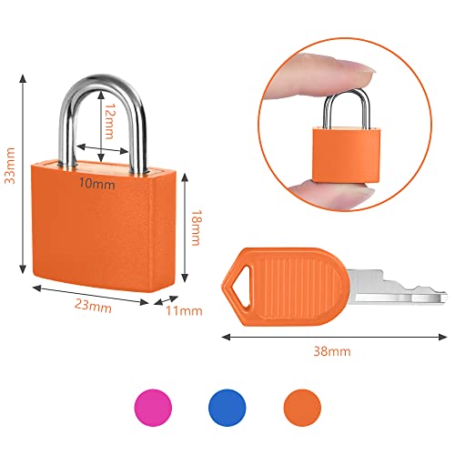 Flintronic 3 Pack Suitcase Lock with Key - Small Padlock for Travel Backpack, Play, Fitness (Rose Red/Orange/Blue) - Image 3