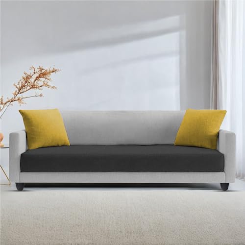 Image of Casaliving Dominic 3 Seater Sofa Set for Living Room (Black Grey Fabric) Premium Fabric Sofa