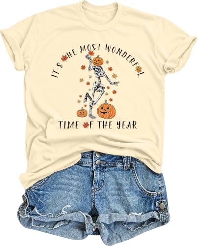 Halloween Shirts for Women Spooky Season Shirt Pumpkin Ghost Graphic tees Casual Short Sleeve Tops - image 1