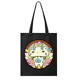 [BAKYAR] トートバッグ 妖怪ウォッチ キャンバス ショッピングバッグ 肩掛け 手提げ袋 おしゃれ 大容量 小物収納 軽量 便利 出掛け 通勤 通学 旅行用 男女兼用