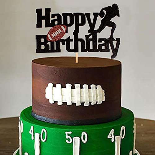 Jodie 48 Pcs Football Cupcake Toppers Happy Birthday Football Party Decorations Rugby Sports Themed Football Cupcake Liners Rugby Players Cake Topper Birthday Party Cake Decoration, Black,Brown #TOP7