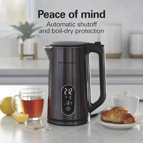 Hamilton Beach Digital Temperature-Control Electric Kettle, 1.7 L, 1500W, 5 Presets, Keep Warm, Double-Wall Stainless Steel, Cordless, Auto Shutoff & Boil-Dry Protection (40851) by Hamilton Beach - Image 5
