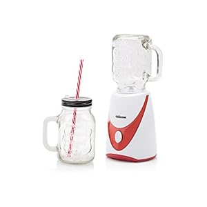Tristar BL-4456 Mixer ‘Mason Jar’ met 2 glazen kannen, 4 gekleurde rietjes