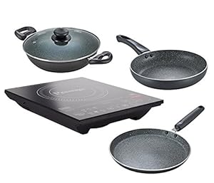 Prestige Induction Cooktop PIC 6.0 V3 with Omega Deluxe Granite BYK set 3 Pc Set