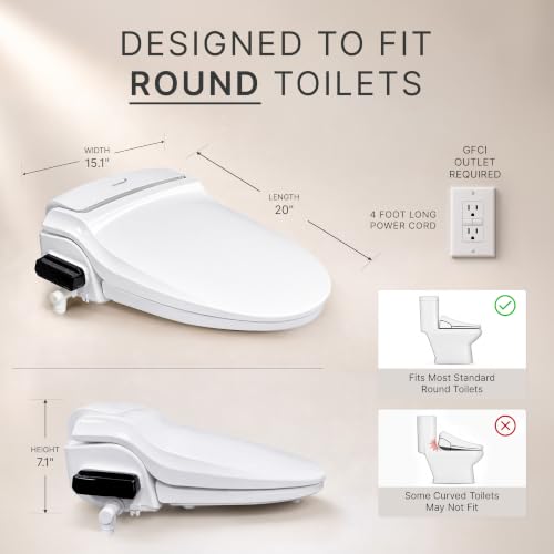 Image of SmartBidet SB-1000 Smart Bidet Electric Bidet Toilet Seat with Heated Seat, Warm Water, Air Dryer - Remote Control, Round
