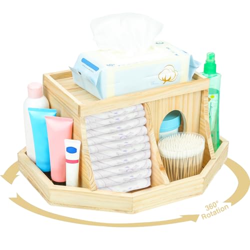 Busidhji Wickeltisch-Organizer aus Holz für Kinderzimmer, um 360 Grad...