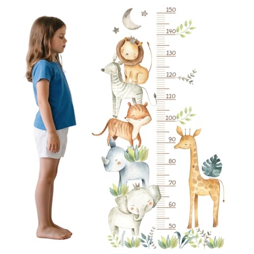 SJBAUTYO Tableau de Hauteur de Mur Tableau de Croissance pour Enfants, Dessin animé Girafe éléphant Hauteur Mesure Stickers muraux décor à la Maison pour...