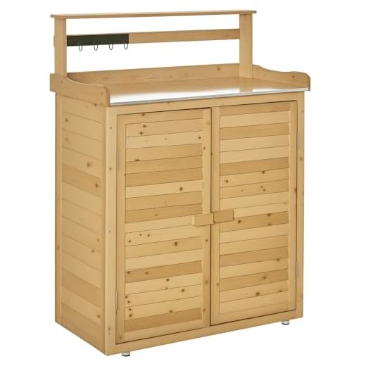 Best garden sheds australia Outsunny Wooden Potting Bench Table
