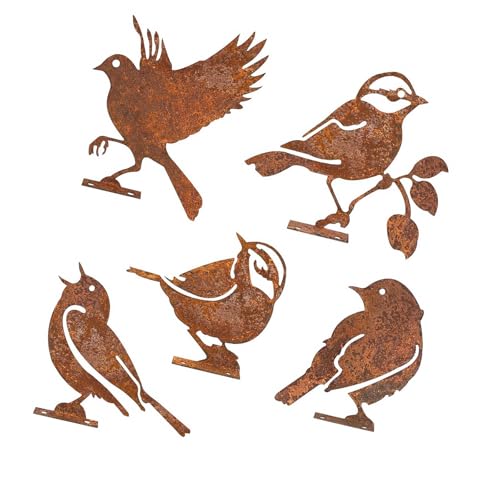 Figuras de pájaros con efecto de oxidación y estilo rústico de granja 8