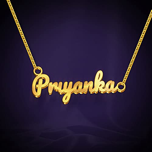 Image of Priyanka Cursive Gold & Silver Name Pendant Necklace, Best Jewelry Gift for Girls.