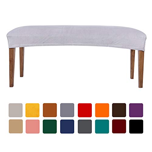 smiry Velvet Dining Room Bench Covers - Soft Stretch Spandex Upholstered Bench Slipcover