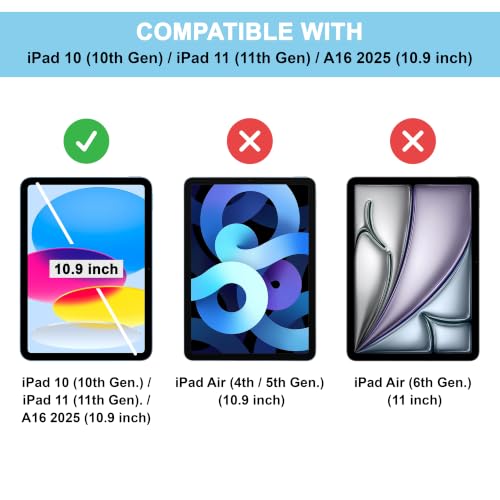 Image of CEDO Smart Case for iPad 10 (10th Gen) / iPad 11 (11th Gen) A16 2025 10.9 in Tri-Fold Flip Folio Cover | Pencil Holder | Auto Wake-Up /Sleep Mode | Multi View Angles Stand TPU Backcover (Black)