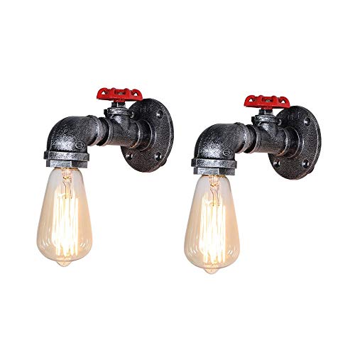 Lampada da Parete Industriale retrò Leggero Rustico a Vapore, 2 lampade a Tubo in Metallo, luci montate a Parete per Soggiorno per Il Letto del Cape, del Decorativo (Colore: Grigio Argento)