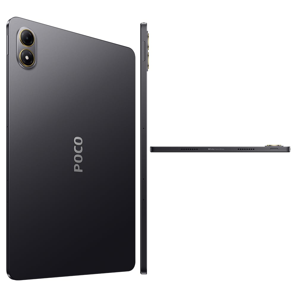 XIAOMI Tablette POCO Pad M1, 12.1", 8+256 Go, Noir, HyperOS 2, 33W, Écran IPS LCD, 12000 mAh, Écran 12,1" 2,5K 120 Hz, Dolby Atmos, Protection des Yeux, Snapdragon 7s Gen 4, sans NFC, avec Chargeur