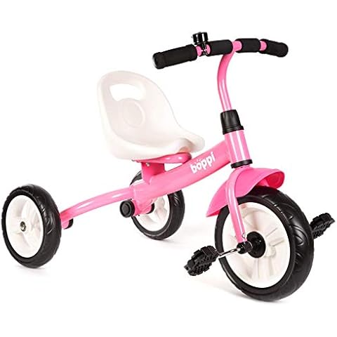 boppi Kids Trike with Ride-On Pedal | 3-Wheeled Tricycles for 1-5 Year Olds, Sturdy Metal with Foam Hand Grips | Pink Cover