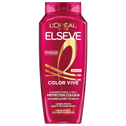 L'Oréal Paris - Champú para protección del color – Protección del color hasta 10 semanas – Para todo tipo de cabellos teñidos o con mechas, enriquecido con peonía y filtro UV, Elseve Color-Vive