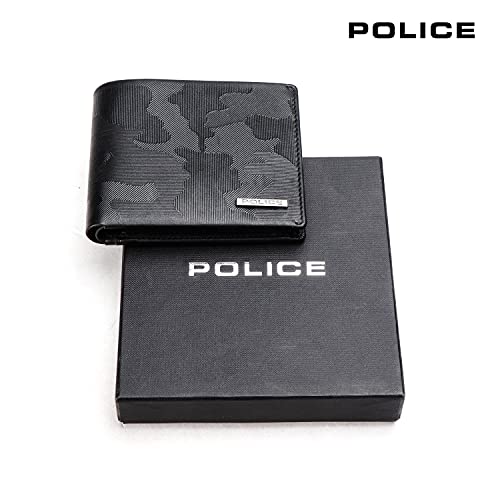 Image of Police Branded Wallet for Men Leather Original | Premium Coin Wallet for Men Stylish Genuine Leather Gents Purse with 4 Credit Card Holder Slots | 2 Slip-in Pockets | Diwali Gifts - Black