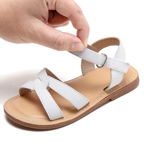 Image of Kolan Toddler Girl Sandals Open Toe Flat Princess Dress Shoes Little Kids