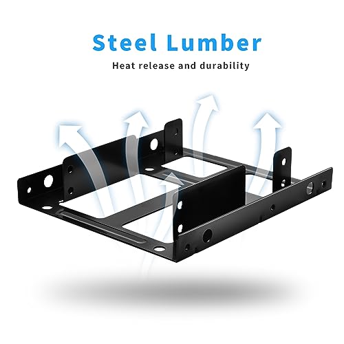 Image of ELUTENG 2.5 inch to 3.5 inch Hard Drive Adapter 2Pcs Double HDD SSD Mounting Stand | Double-Deck HDD SSD Mounting Rack, Metal HDD SSD Holder with Mounting Screws, Internal Hard Drive Bay Mounting Bracket for PC