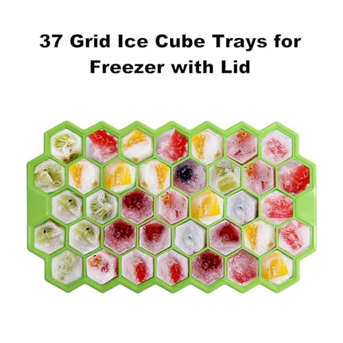 Image of AIG Silicone Ice Cube Trays with Lids - 4 Pack Easy-Release Hexagon Ice Maker for Freezer, Reusable Food-Grade Ice Molds for Cocktail Bar, Whiskey, Iced Coffee & Home Kitchen (Green)