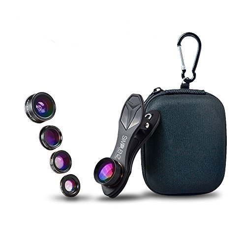 SimpLenz 5 in 1 Clip On Cell Phone Camera Lens Kit | For iPhone 7 6/6S 6S Plus, Samsung Galaxy S7/S7 Edge S6/S6 Edge, Most Smartphones and Tablets | Telephoto, Fish Eye, Wide Angle, CPL, Macro Lens