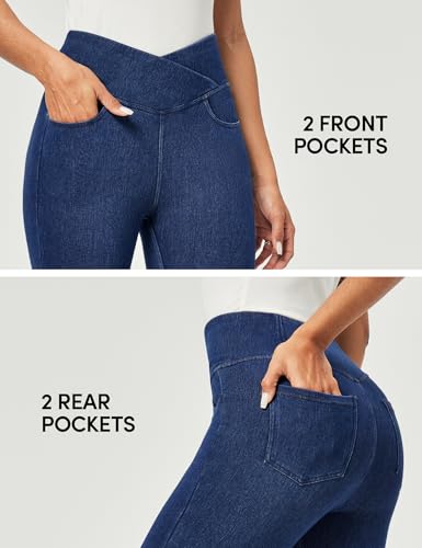 IUGA Capri Jeans for Women Pull On Jeggings for Women Tummy Control Jean Capris Pants Stretchy Denim Pants with Pockets4