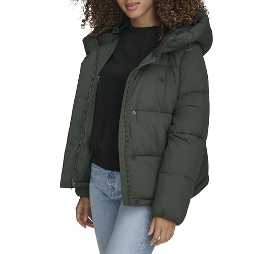 DOCKERS Women's Water Resistant Quilted Bubble Puffer Jacket with Hood3